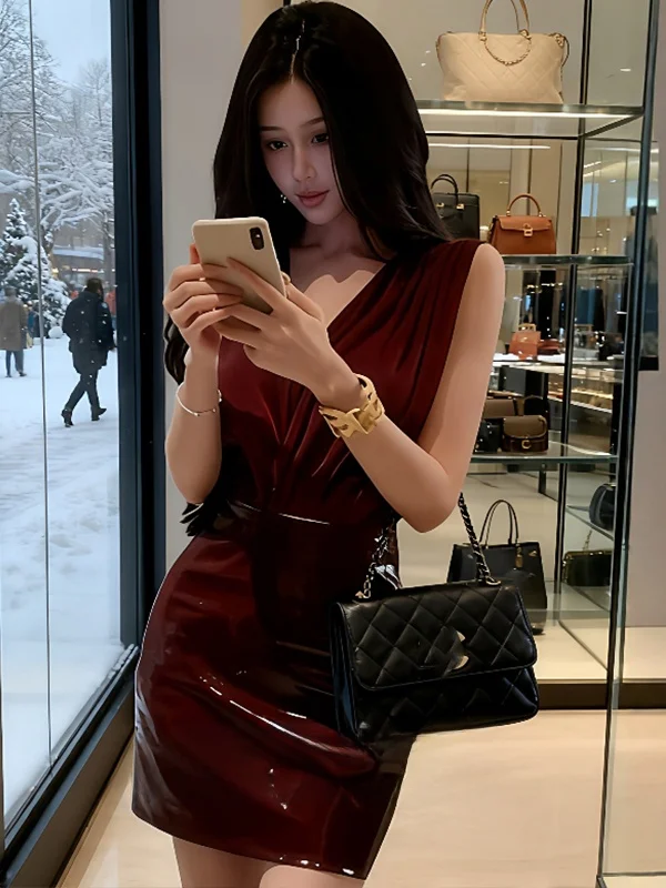 

Утягивающая V-Ne искусственная кожа в стиле пэчворк Dr, женская модная осенне-зимняя юбка, облегающая повседневная удобная дышащая юбка