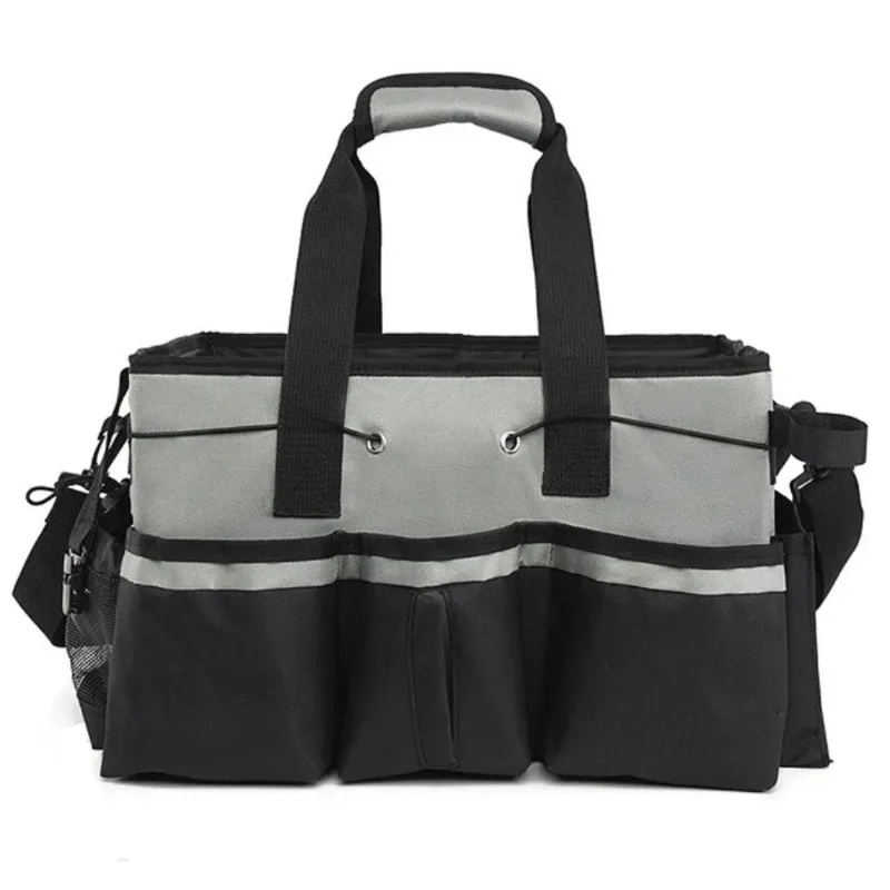 Adjustable Shoulder Straps Cleaning Tools Storage Bag Oxford Fabric Wear-Resistant Electrician Tool Pouch Multipocket Wide Mouth