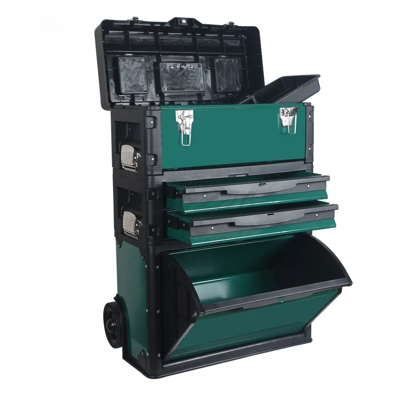 Trolley Toolbox Multifunctional Three-layer Combination with Wheels Movable Hardware Tool Cart Available in Multiple Colors