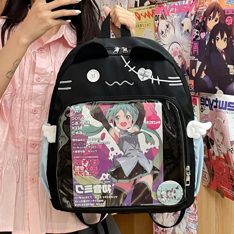 Cute Anime Cartoon Shoulder Bag New Transparent Pocket Backpack Girl Kawaii Knapsack Student Bag Packet Kids Gifts Toys