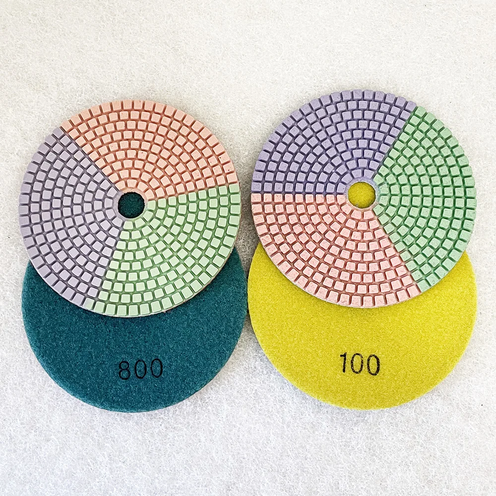 3-Color 4 Inch 100mm Diamond Wet Polishing Pads For Stone Marble Granite Quartz Grinding Diamond Tool