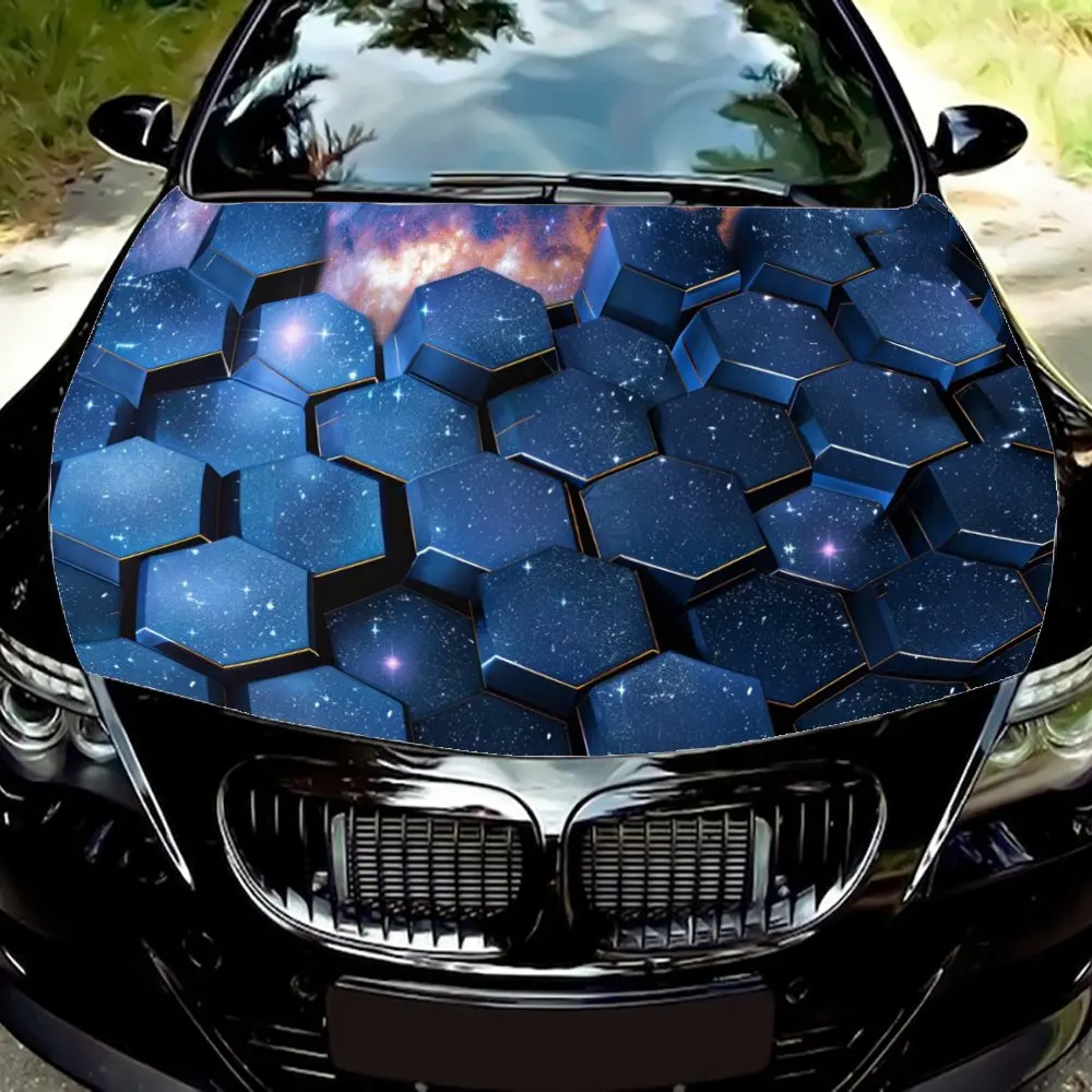 

Синее звездное небо сотовый капот автомобиля обертка цветная виниловая наклейка грузовик графический капот DIY авто аксессуары украшение наклейка подарок