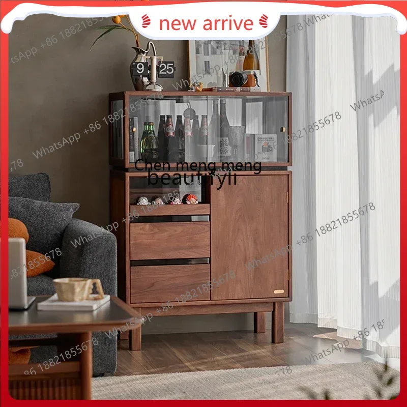 

SS new style ss7486 Solid wood sofa side cabinet, TV side cabinet, black walnut storage, living room, display cabinetss 7486