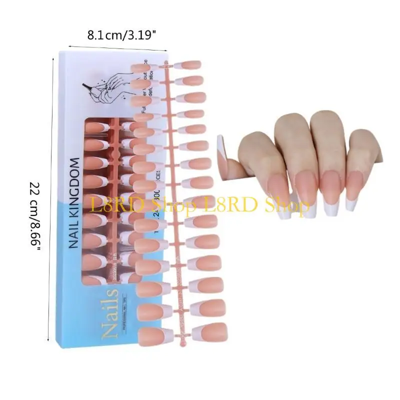 L8RD 무광택 프랑스 천연 거짓 네일 팁 확장 커버 인공 가짜 손톱 손가락 조각 매니큐어 도구 살롱 홈 DIY