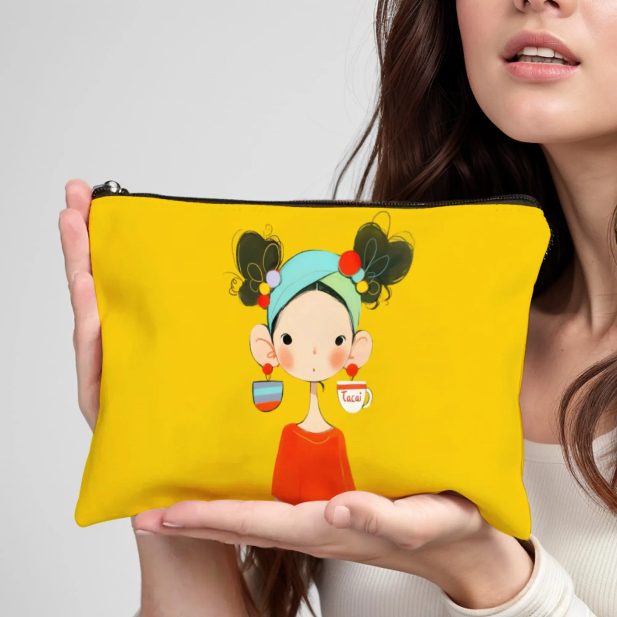 개성있는 커피 소녀 프리미엄 지퍼 메이크업 가방 대용량 화장품 정리함 여행용 세면도구 가방 여성용 디자인