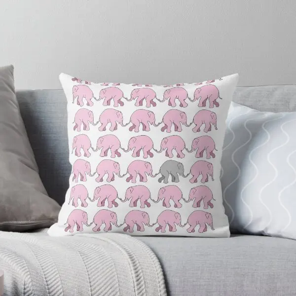 

Pink Elephants Printing Throw Pillow Cover Sofa Cushion Car Comfort Case Soft Wedding Hotel Pillows not include One Side