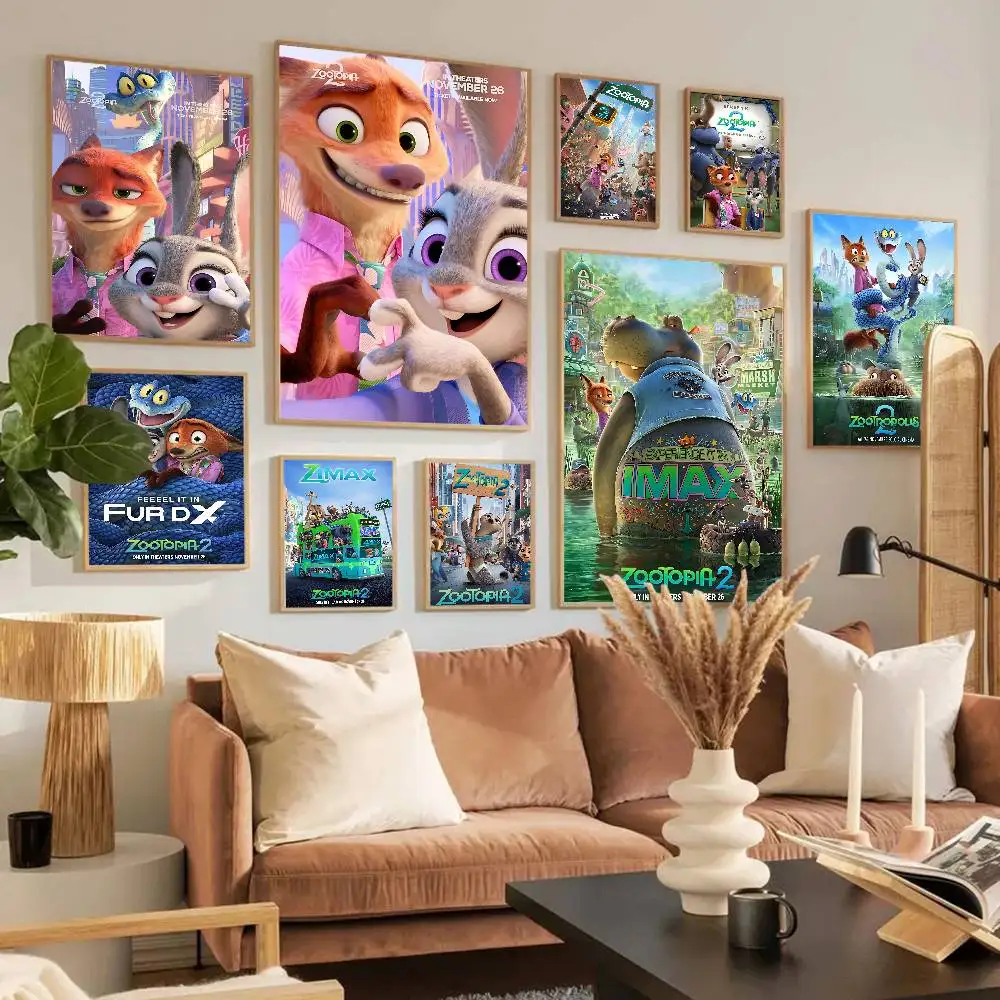 الكرتون Z-Zootopia 2 ملصقات الفيلم الكلاسيكي HD جودة ملصق جدار الفن اللوحة دراسة الشمال ديكور المنزل