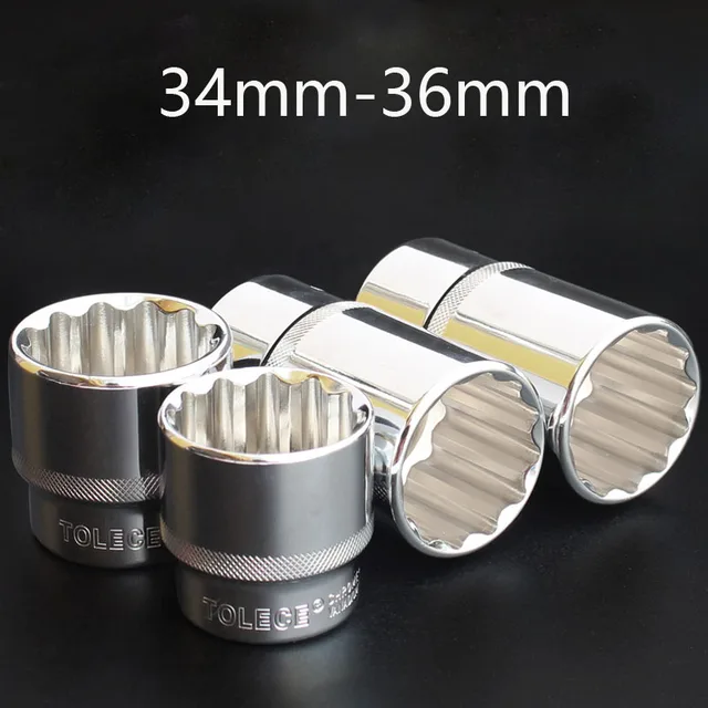 34mm 36mm Głowica nasadowa Torx 1/2" Napęd metryczny Duży rozmiar 12-punktowy klucz nasadowy z grzechotką do narzędzi do naprawy samochodów Głębokie nasadki ciężkie