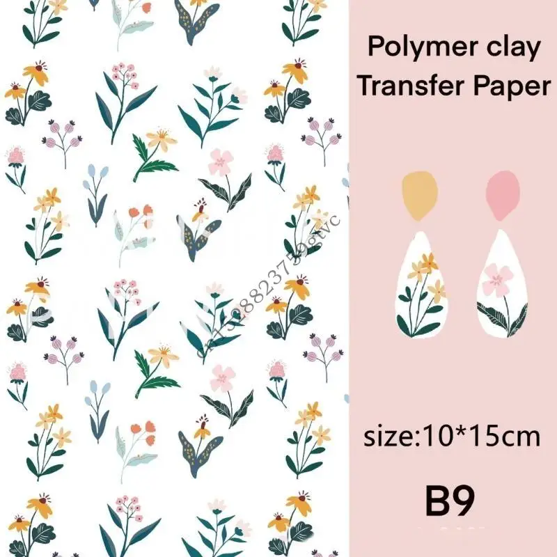 

D0UF Creative Flower Designs Transfer Sheets Essential Jewelry Making Floral Transfer Sheets for Clay Jewelry Charm