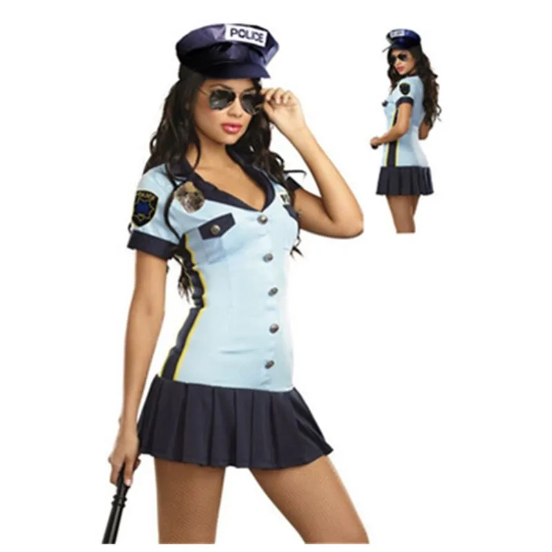 

Halloween Adult Women Cop Police Office Costume Carnival Party Exotic Policewomen Cosplay Dress