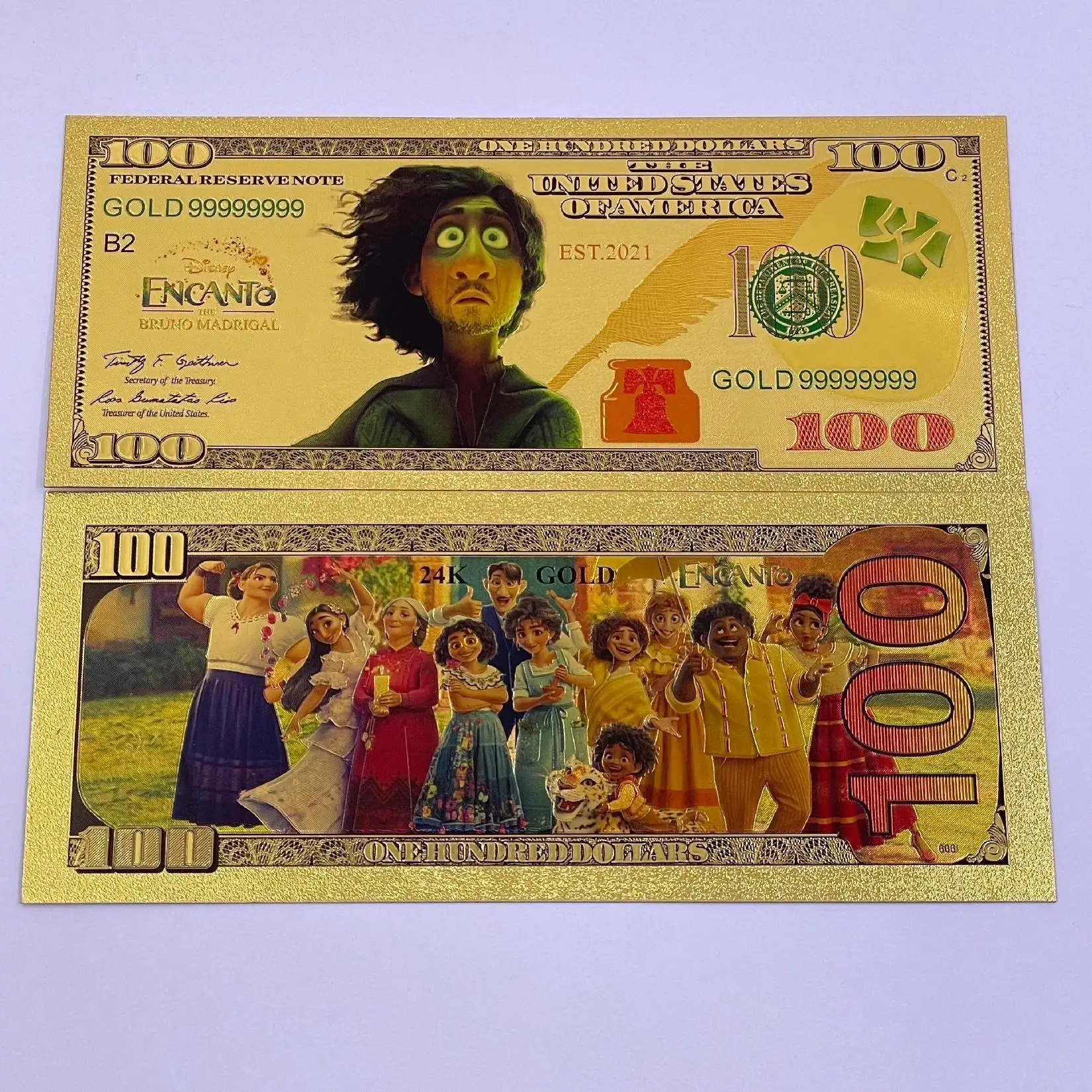 Miniso 2 Design Encanto  gold banknote American animated fantasy musical comedy film magic PET for fans collection gift