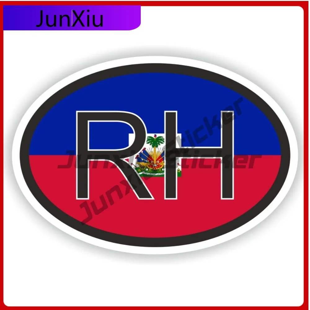 

Haiti Oval Country Code Rh Flag National Emblem With White Border Vinyl Decals Scratch Cover Auto Sticker Suv Cover Waterproof