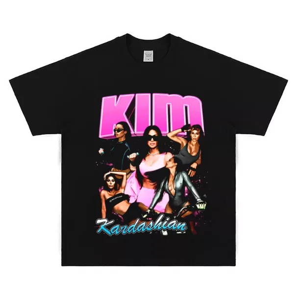 2026 Spring/Summer Kim Kardashian Tee - A Printed Short-sleeved Cotton American-style V-neck T-shirt By Kim Kardashian