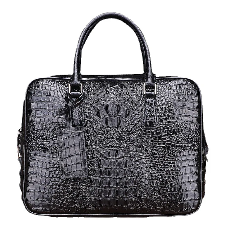 2024 New Cow Leather Laptop Bags Alligator Genuine Leather Men's Briefcase Brand Crocodile Pattern Travel Messenger Computer Bag