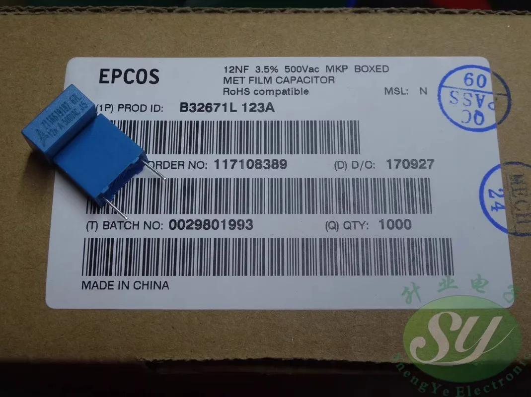 

10PCS EPCOS 0.012uf/500vAC 12nf 123 New high precision film capacitor B32671L123A
