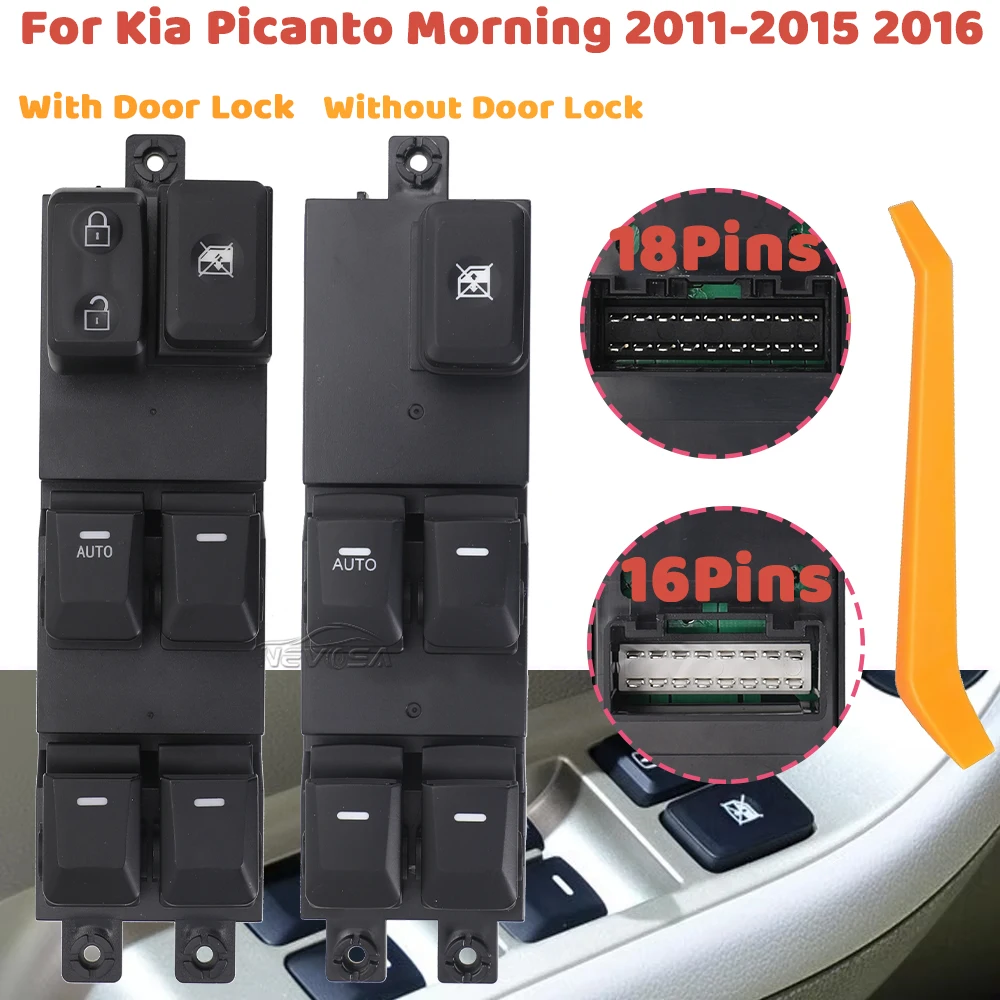 Auto Power Window Control Switch For Kia Picanto Morning 2011-2016 Left Hand Driver Glass Lifter Button 93570-1Y200 93570-1Y500