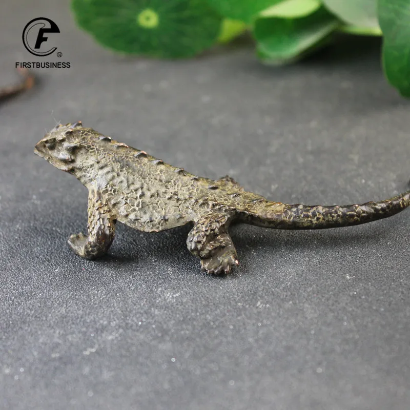 Pure Copper Lizard Statue Solid Animal Sculpture Desktop Ornament