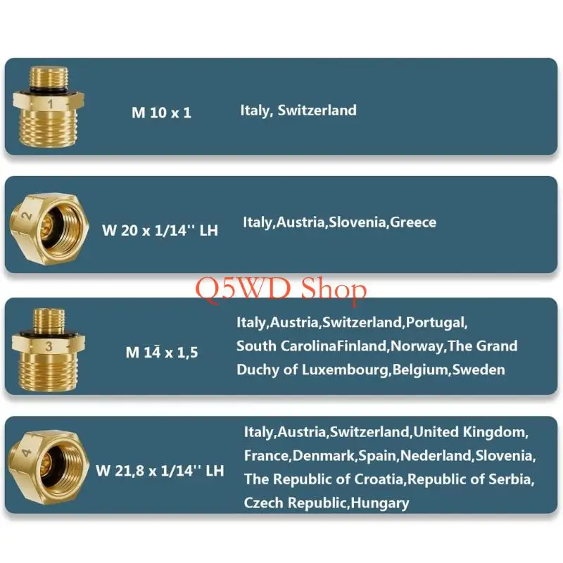 Q5WD 4Pcs Quick Install Gas Cylinder Connection Adapter Brass Hexagonal Connector