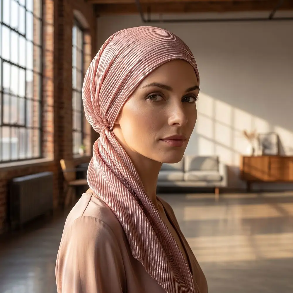 

Headscarf Soft Muslim Headscarf Hat Elastic Cotton Comfortable Pre-Tied Bonnet Breathable Solid Color Women's Beanie Cap Ramadan