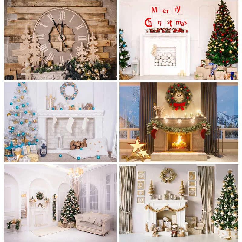 

SHUOZHIKE Art Fabric Christmas Day Indoor Theme Photography Background Christmas Tree Backdrops For Photo Studio Props CHM-103