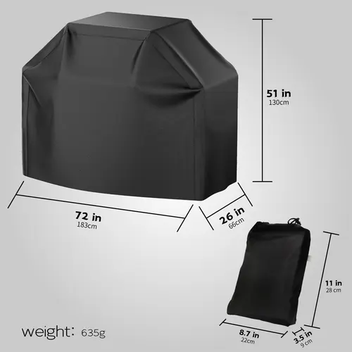 헤비 듀티 방수 바베큐 가스 그릴 커버, 72 인치 대형 그릴 커버, 65 블랙, 내열성, 얼룩 방지, 방수 