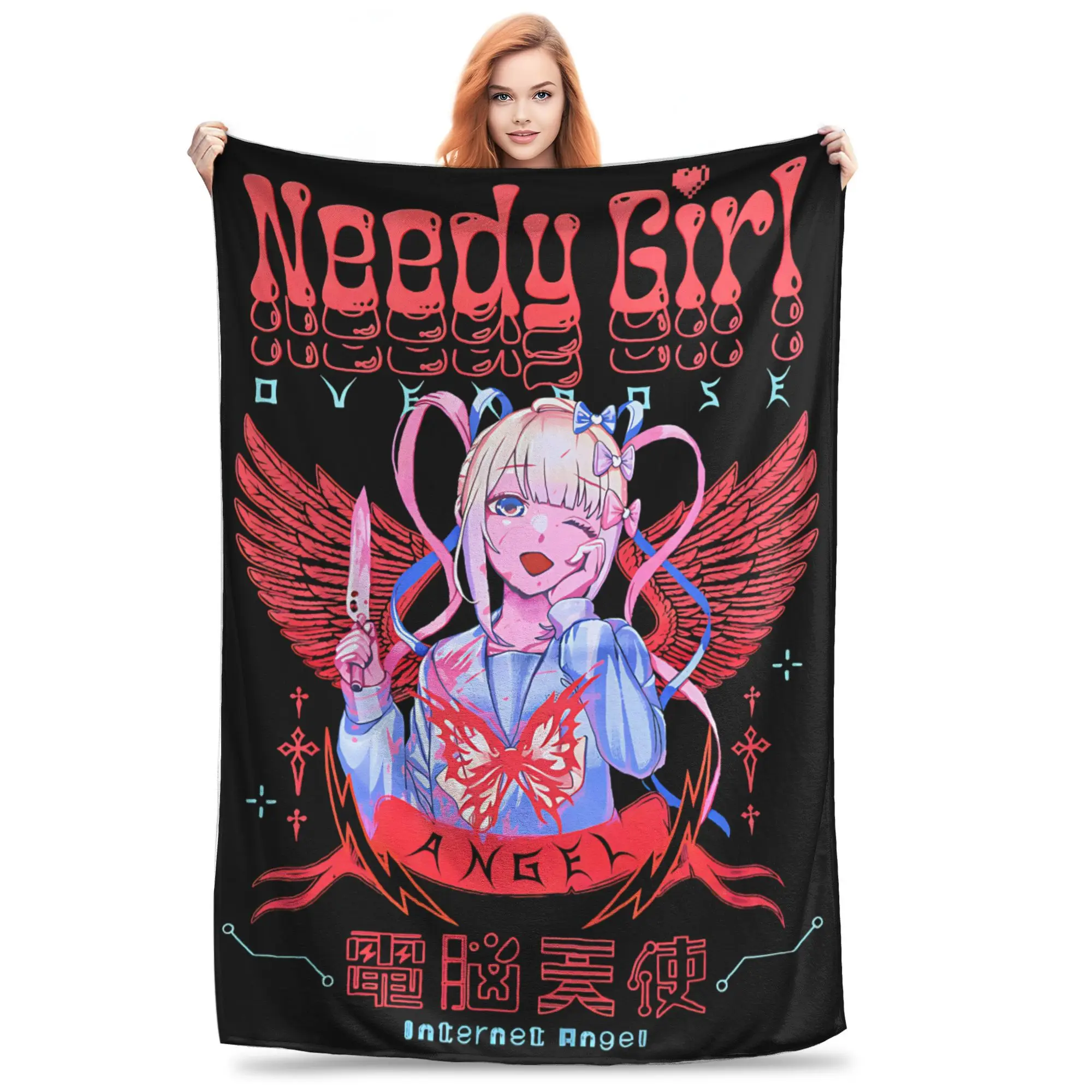 

Comfort Needy Streamer Overload Blanket Merch Sofa Decorative Throw Blanket Lightweight Flannel for Car