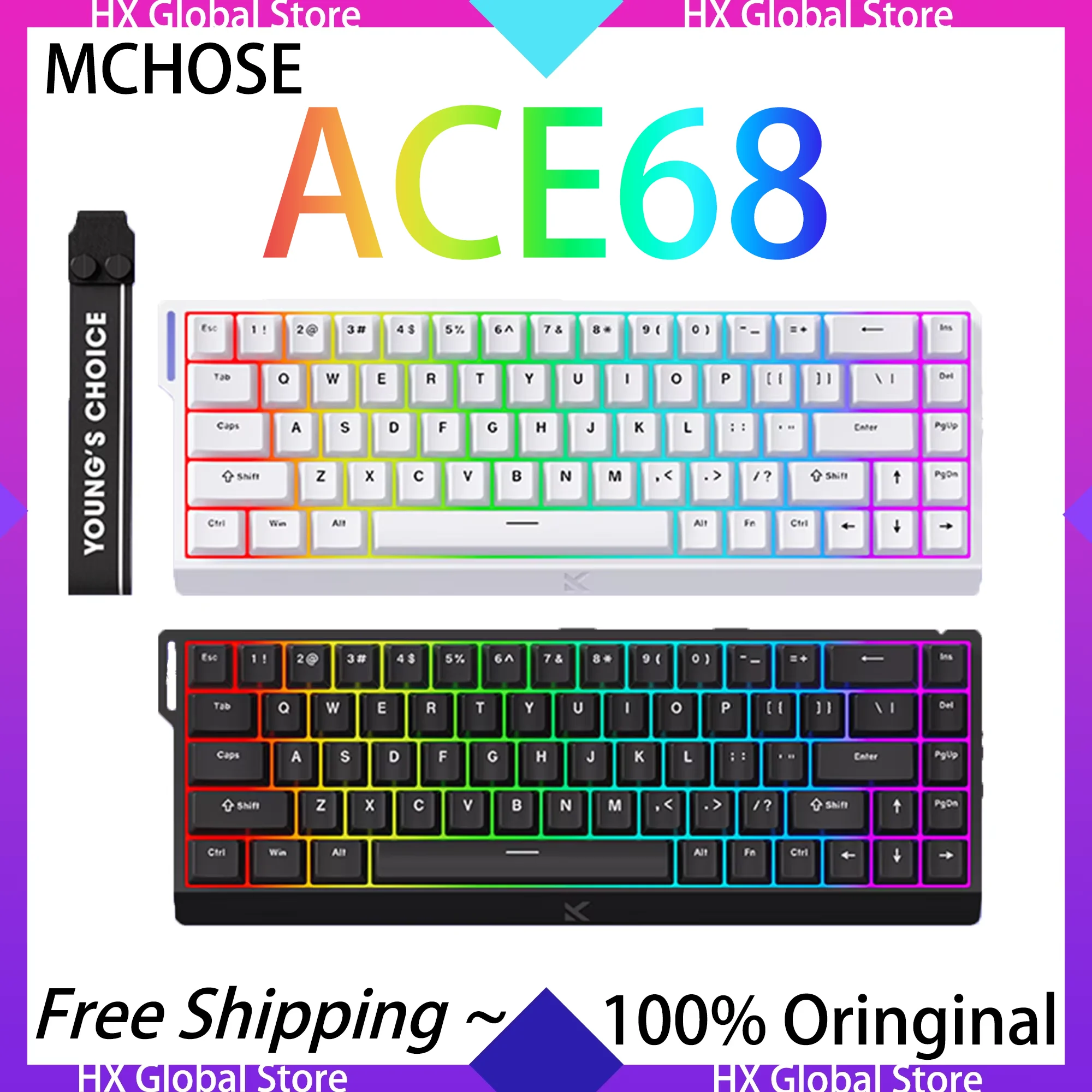 

MCHOSE ACE68 Механическая клавиатура с магнитной осью Эргономика Проводной USB-интерфейс Игровой киберспорт Настольные подарки Компьютер по индивидуальному заказу
