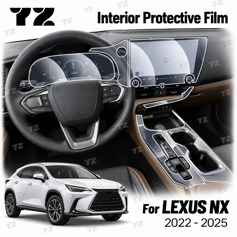 YZ TPU Interior Protective Film For Lexus NX 2022-2025 Transparent Center Console Dashboard Navigation Anti-Scratch Sticker