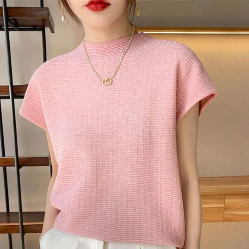 New Spring Autumn New Ladies mezza dolcevita a maniche corte Pullover lavorato a maglia maglione Design coreano Casual Slim Pullover NS5225