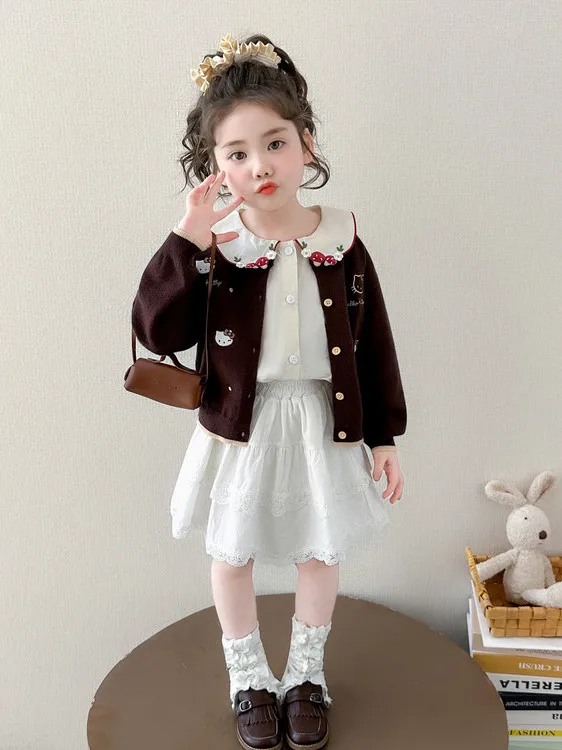 

Korean Sle Sweet Embroidery Cartoon ort Jaet Button Front Doll Collar Spring 2026 Faionable Girls Outerwear