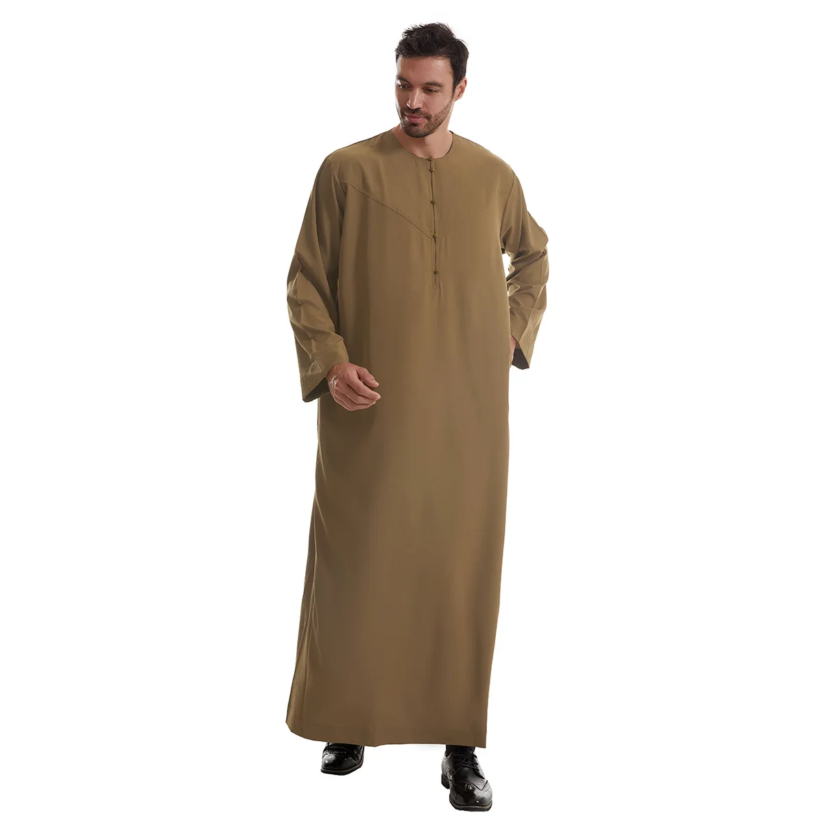 New 2024 Eid Muslim Islamic Middle East Abaya Dubai Malaysia Loose Gown Button Shirt Men Clothing Jalabiya Abayas Ramadan Caftan