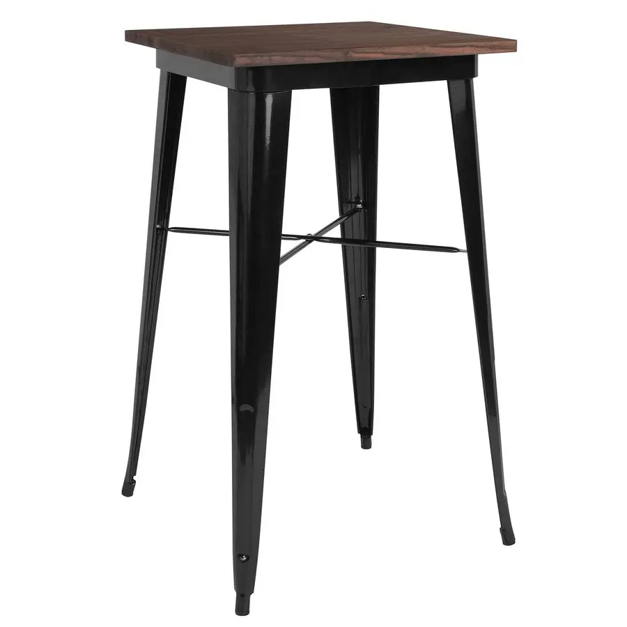 

23.75 Square Black Wood Metal Indoor Bar Height Table