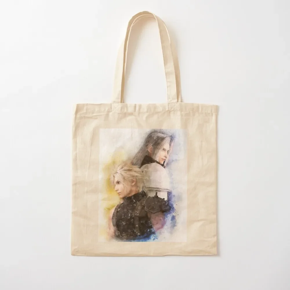 

Watercolor portrait of Cloud Strife and Sephiroth 2 Tote Bag personalized tote Shopper handbag hand bag ladies Tote Bag