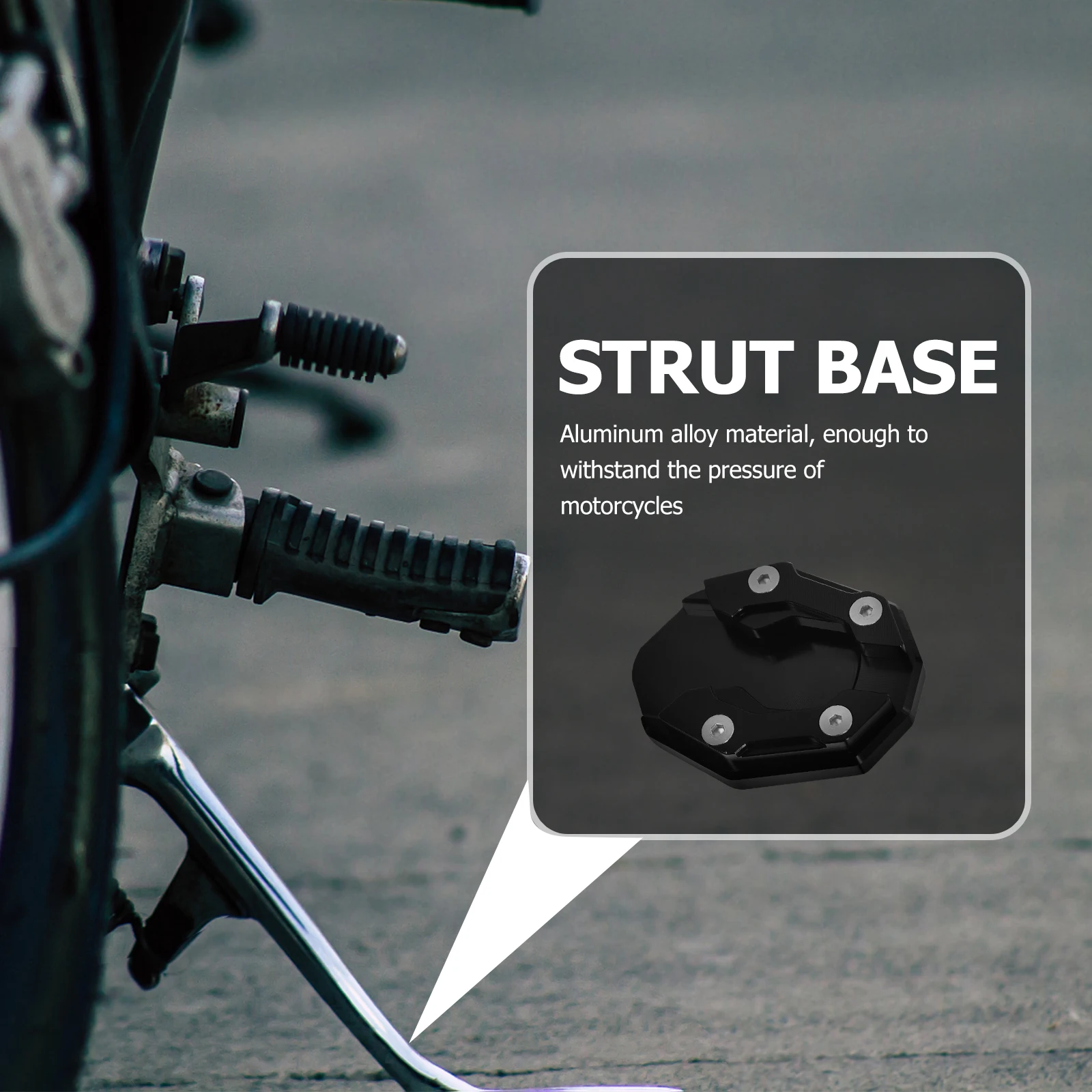 

Motorcycle Kickst Extension Pad Anti Slip Side Support Plate Black Aluminum Durable Compact Fits Most Models Outdoor Indoor Use