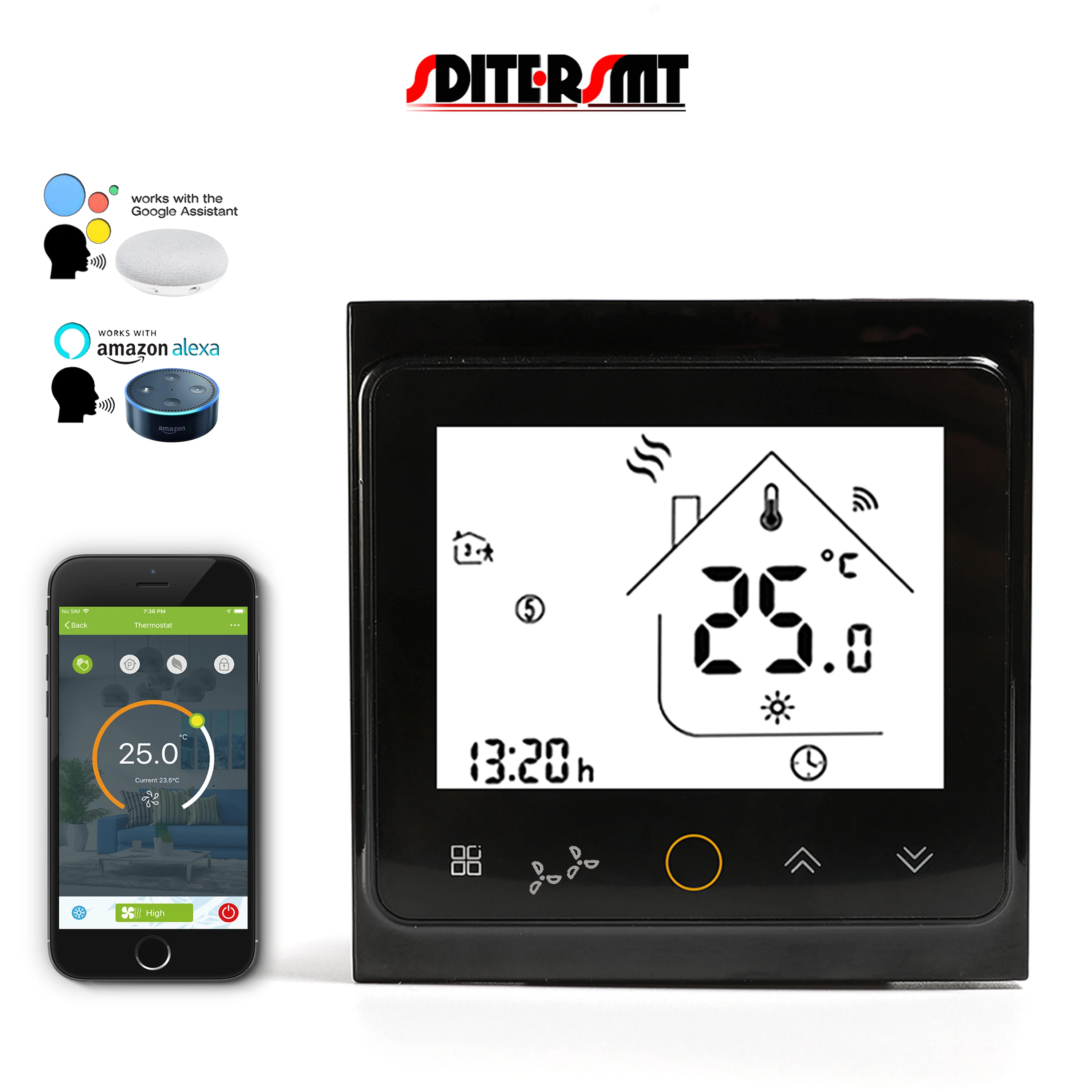 SDITERSMT Adjustment Mode Thermostat 0-10V for AC Valve Work Fan Coil Cooling Heating By  ZigBee/WiFi/RS485