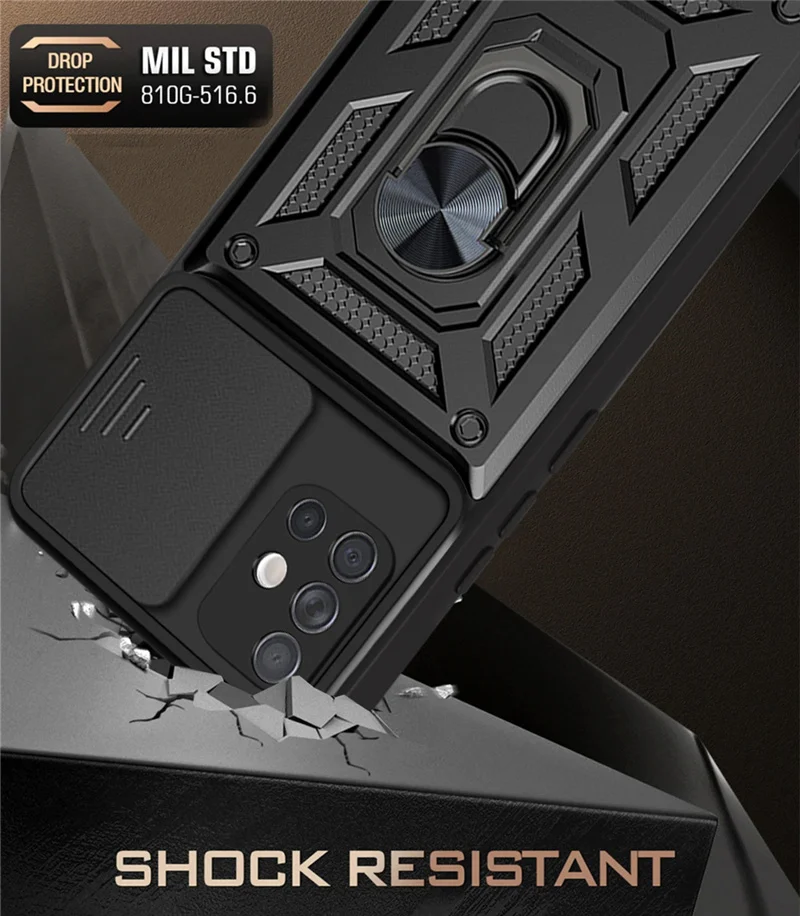 Armor Shockproof Case For Samsung Galaxy A11 A31 A51 A71 M11 M51 A21s Car Magnetic Ring Stand Push Pull Camera Protect Cover