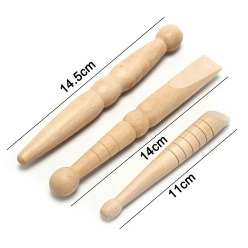 3pcs/set Wood Body Massage Sticks Acupressure Therapy Neck Back Leg Calf Foot ReflexologySoles Pain Relief