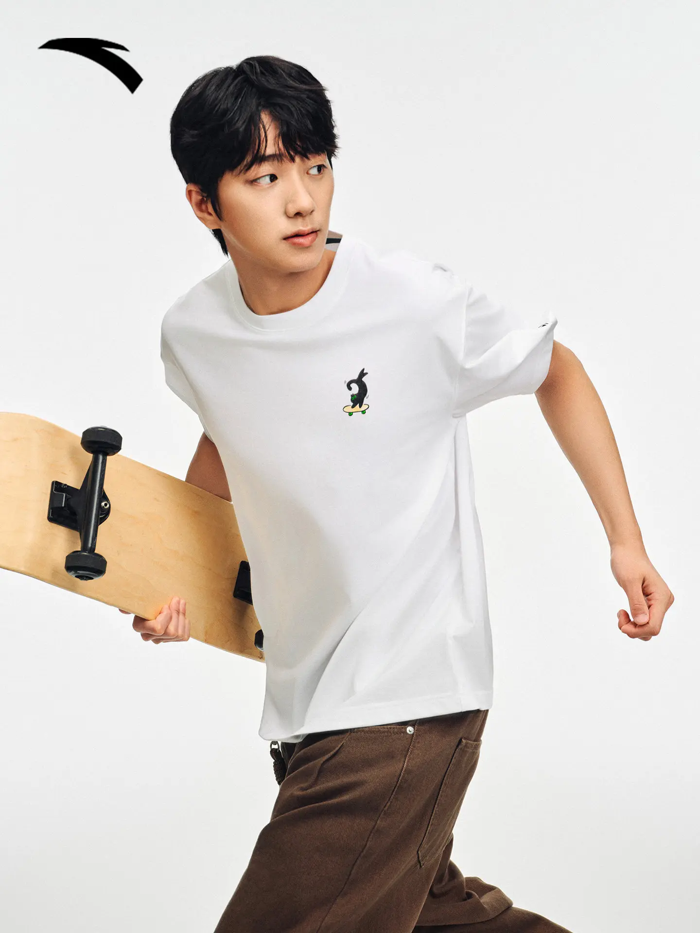 ANTA Couple casual short sleeved unisex summer printed loose and breathable ice silk t-shirt top