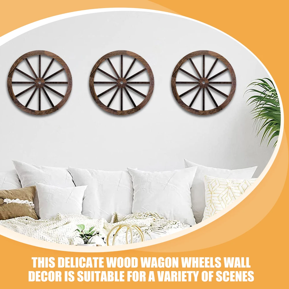 

3pcs Retro Wheel Wall Decor Wooden Home Accessories Living Room Bedroom Study OfficeVintage Wall Art