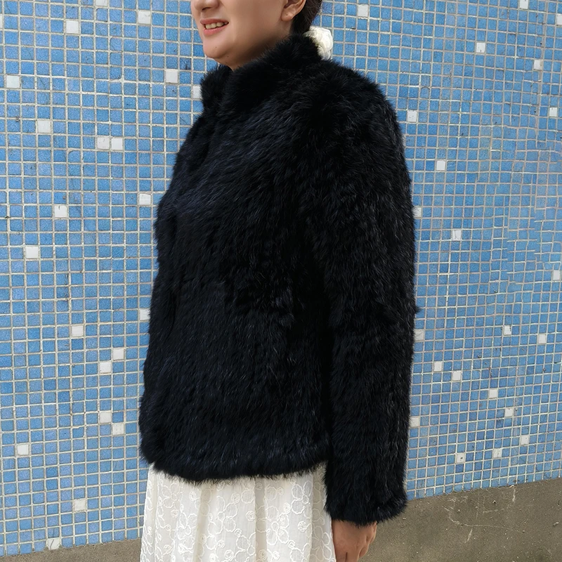 2025, Winter Frauen Rollkragen Warme Gestrickte Natürliche Pelzmantel Langarm Weibliche Warme Winter Echten Pelz Jacke Dicke Outwear