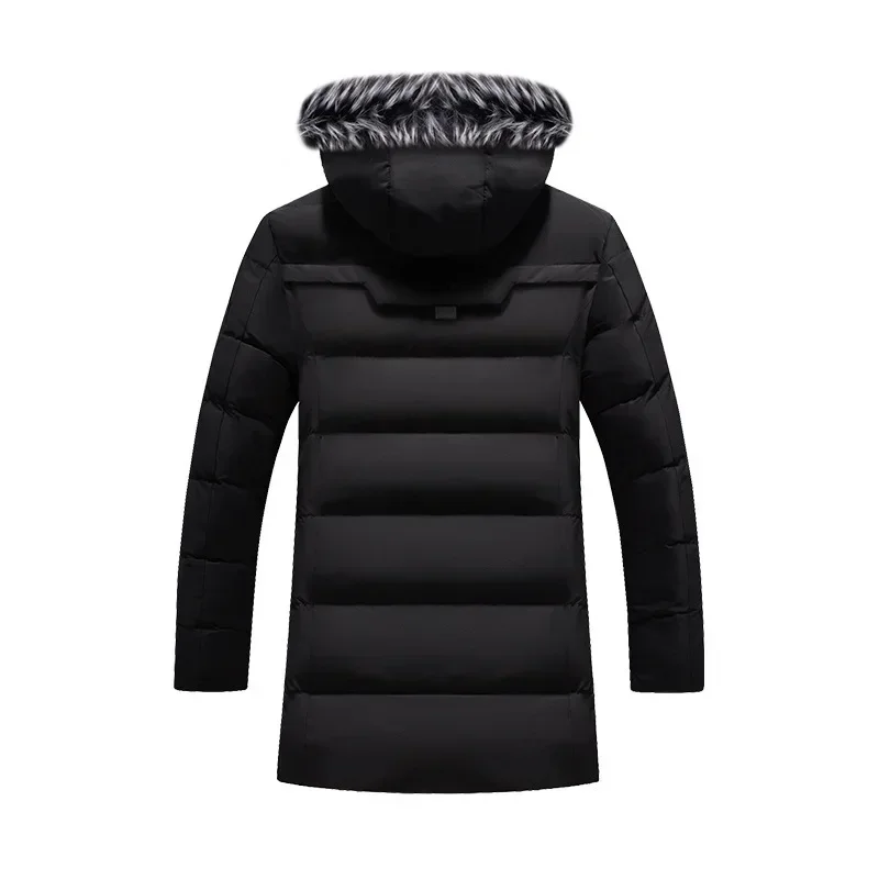 Männliche Herren verdickte warm weiße Kapuzen jacke Herbst Winter lange Männer wind dichte Jacke Mäntel Parkas Multi Taschen gepolsterten Mantel