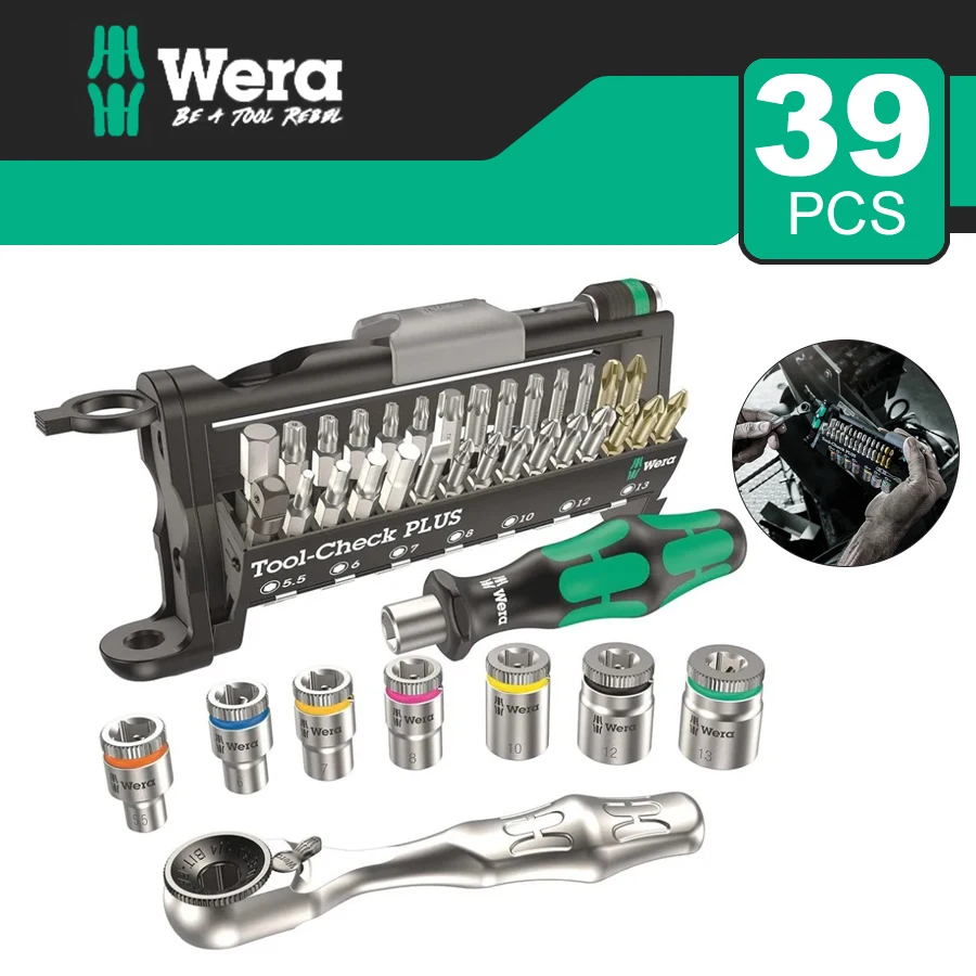 WERA Hprecision Screwdriver Set Slotted Ratcheting Screwdriver 1/4" Head 39 Pieces Kraftform Kompakt Screwdriver 05056490001