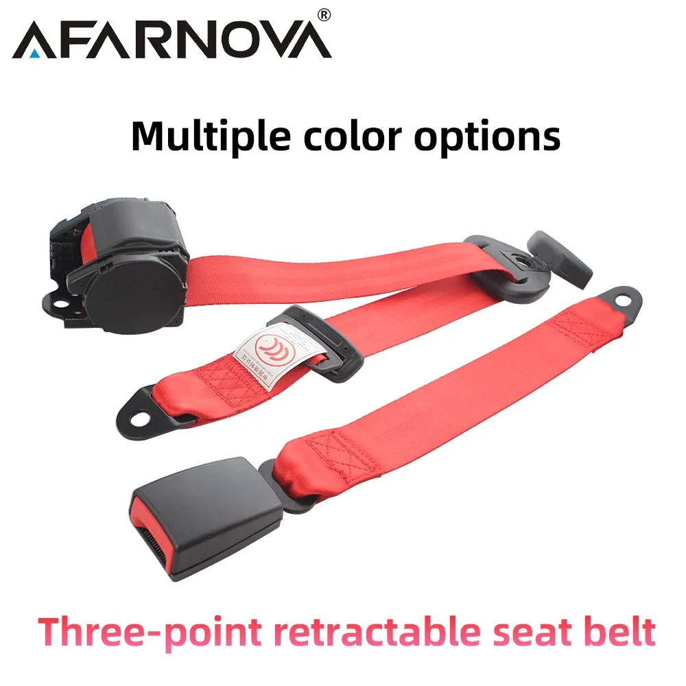 Universal 3 points Safety Belt Retractable Car Seat Belt  Adjustable Auto Lap and Shoulder Belt Red Back Beige Blue Grey