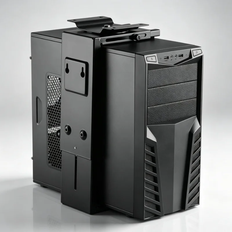 Rotatable Computer PC Rack Hanging Adjustable Lift Table Chassis Bracket Under Desk PC Case Storage Holder Tower Cases Organizer