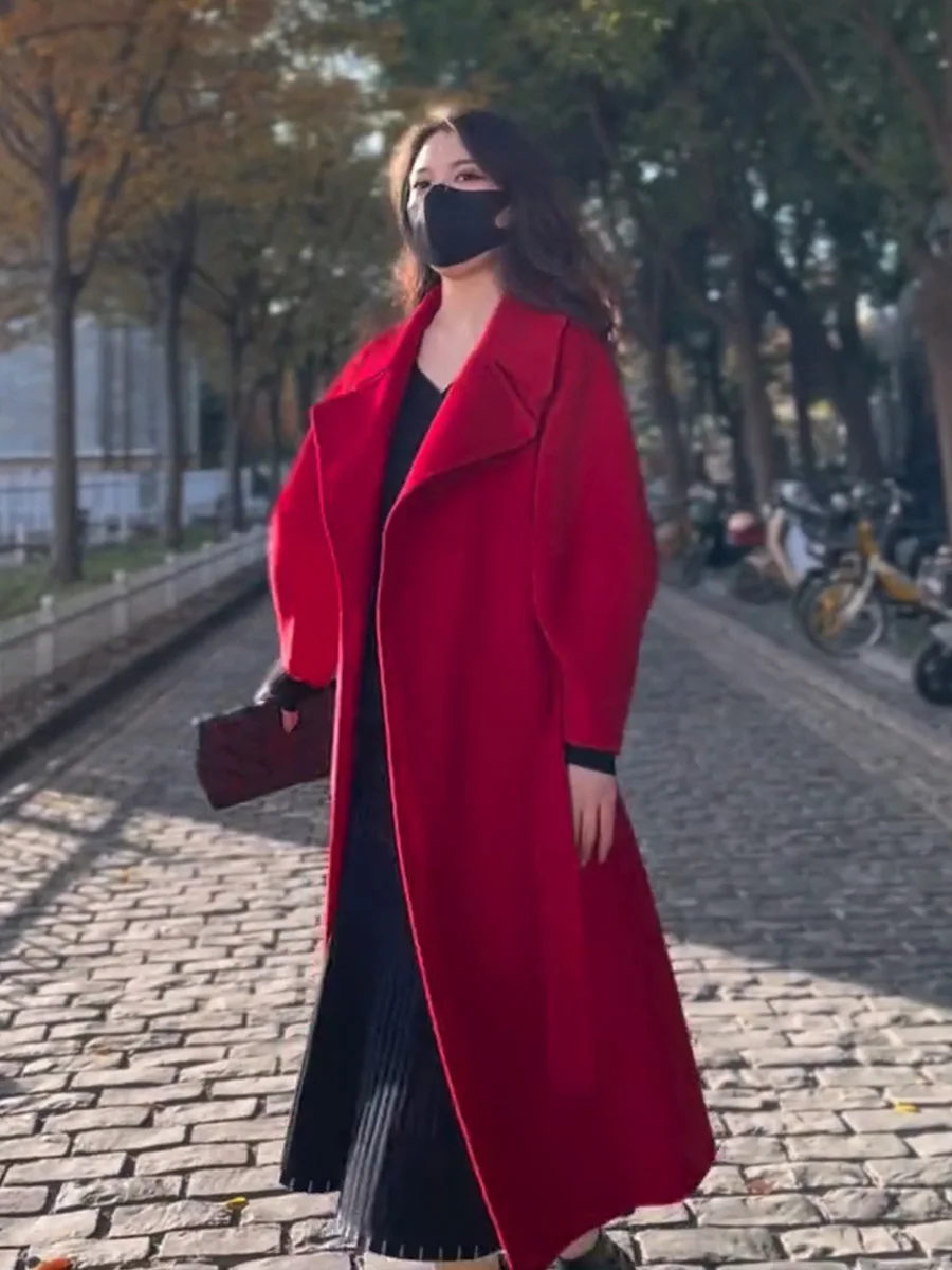 Doppelseitiger Kamere-Wollmantel für Damen, Herbst und Winter, 2024, neuer koreanischer Sle, High-End-Feeling, mittellang, Hepburn Sle Woole...