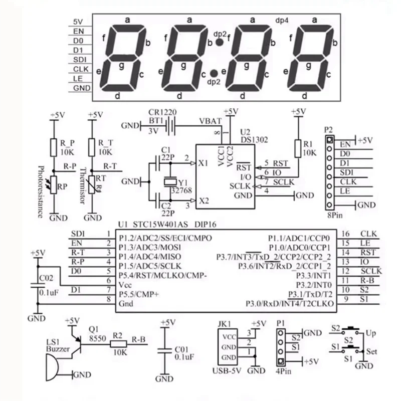 A42Z-Colorful Digital Clock Kit Colorful RGB Digital Alarm Clock Microcontroller Circuit Board Welding DIY Production