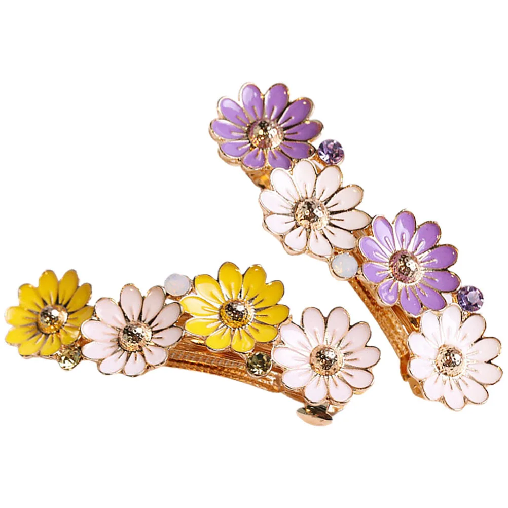 

2Pcs Colorful Hair Clips Women Flower Design Exquisite Accessories for Wedding Birthday Fashion Charm Hair Clips