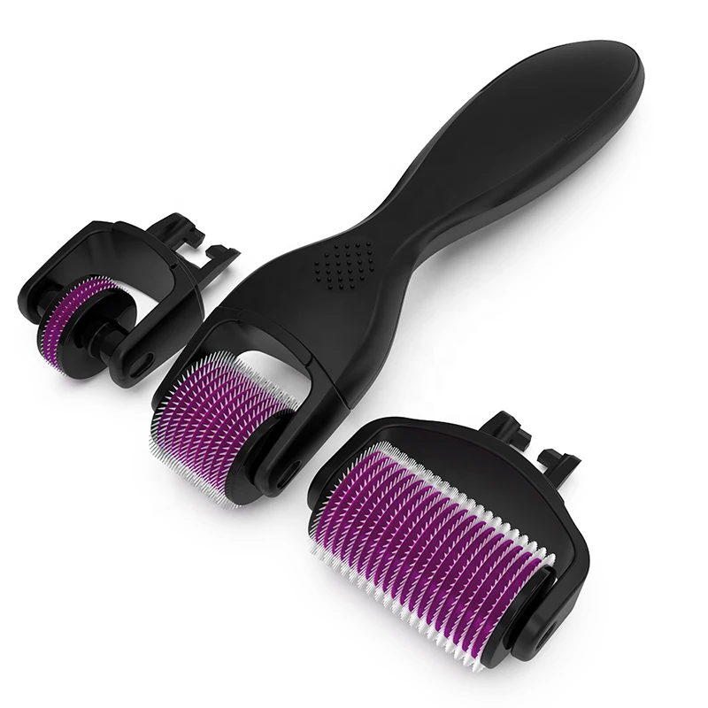 Set de Derma Roller 3 en 1 para ojos, cuerpo y rostro, sistema de masaje con rodillo, kit de microagujas para el crecimiento del cabello en el cuero cabelludo.