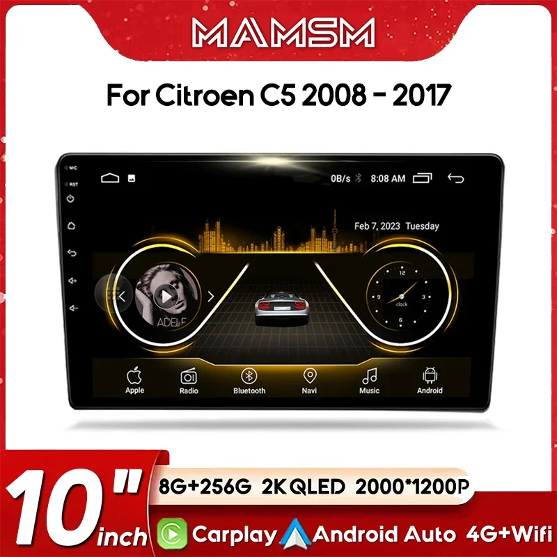 

Автомобильное радио Android 13 для Citroen C5 2008-2017, мультимедийный видеоплеер, GPS-навигация, Carplay, QLED-экран, автостерео, головное устройство