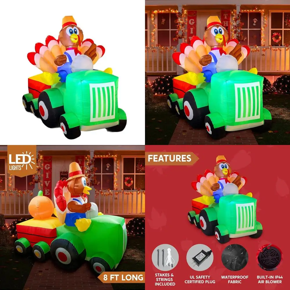 

Illuminated 8-Foot Thanksgiving Turkey Airblown Car Decor for Outdoor and Indoor Celebrations